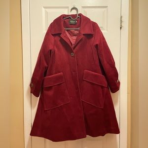 Womans Dark Red A-Line Winter Coat Fully Lined Has Pocket